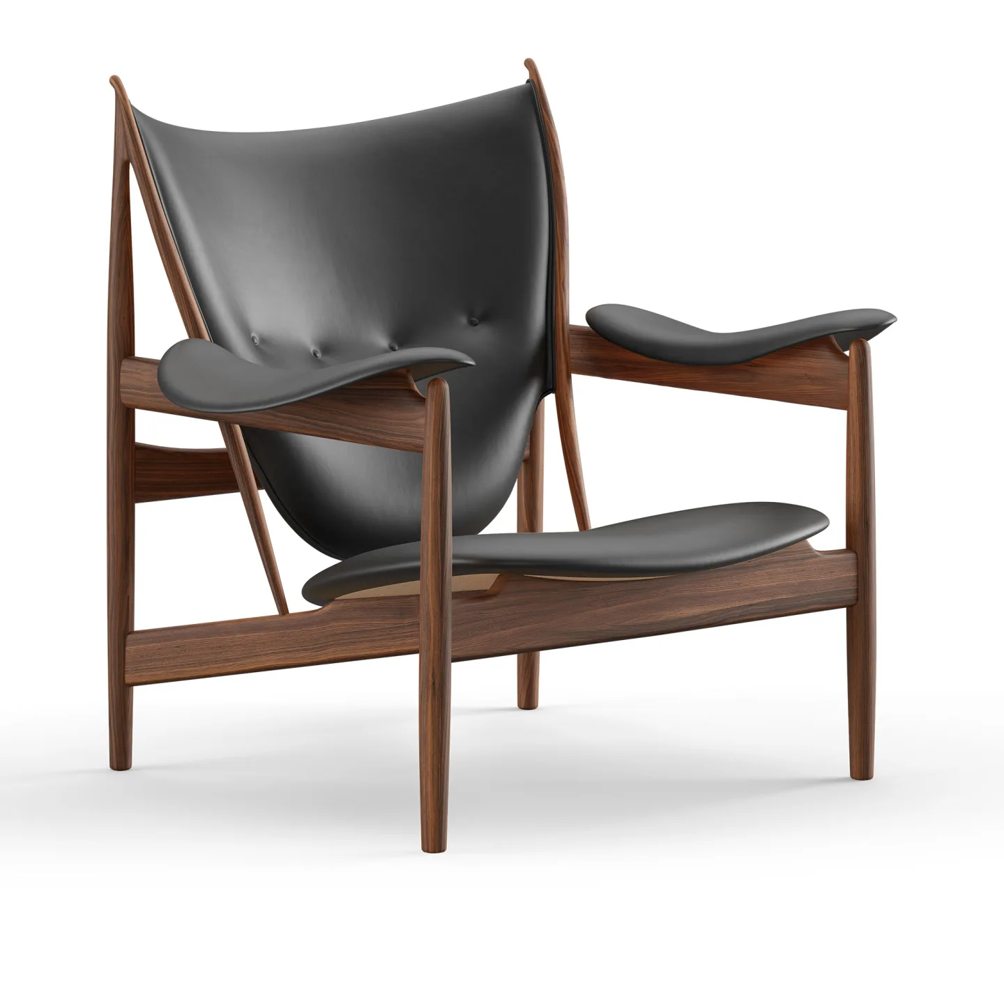 House of Finn Juhl - Chieftain Chair, Walnut, Leather Group 4, Elegance Black 20198 - Fåtöljer - Finn Juhl - Svart - Läder/Trä