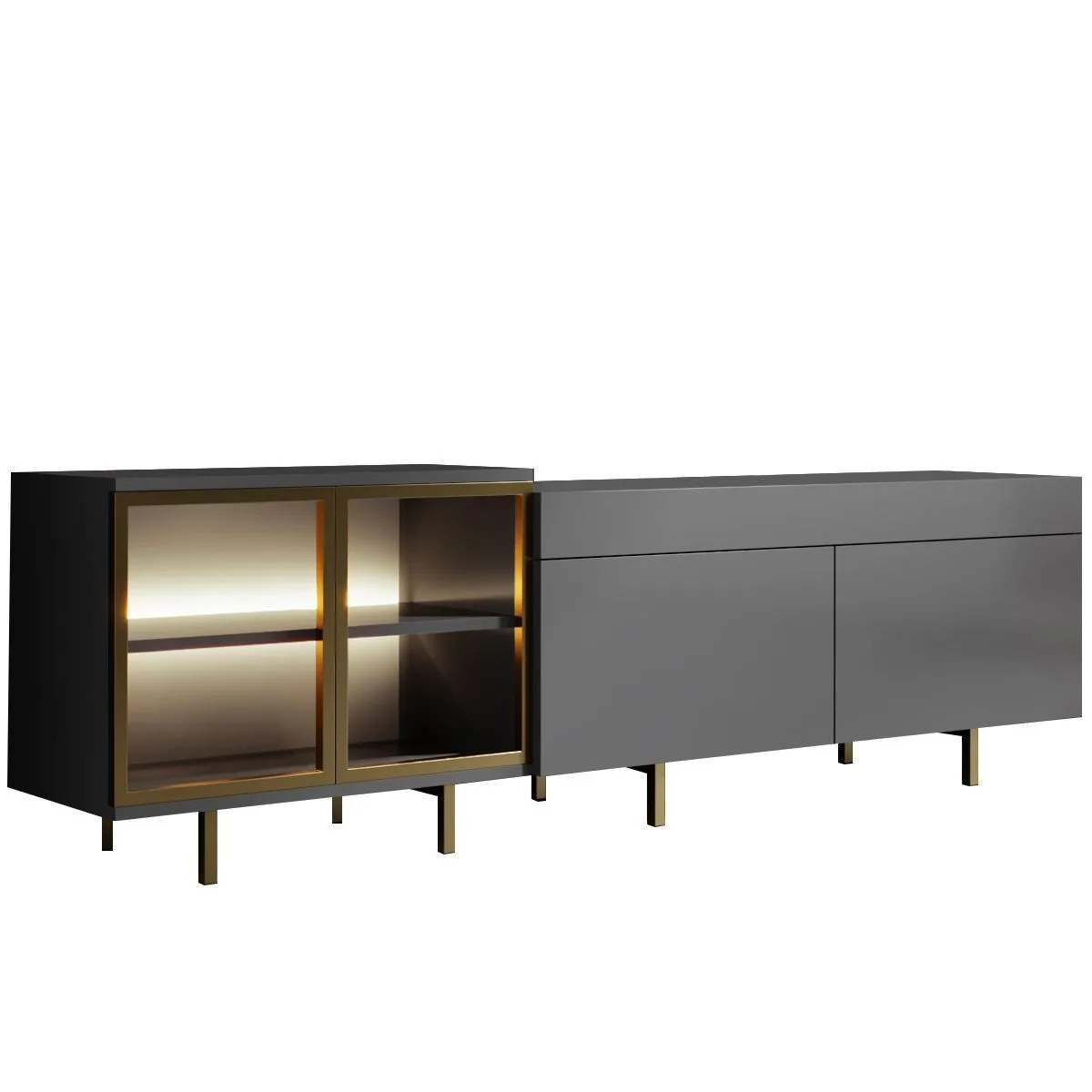 Seyring Tv-bänk 190 cm - Antracit och guld