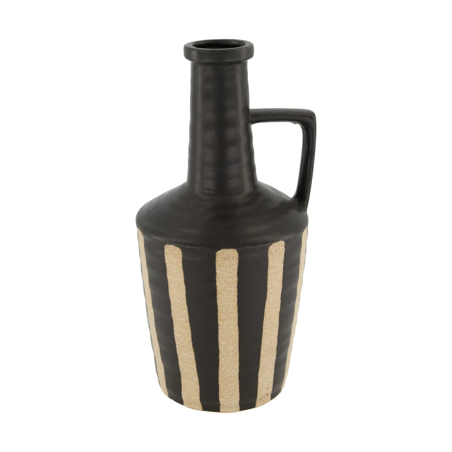 Decofinder Vase Flasche Keramik, Schwarz | Schubiger Möbel