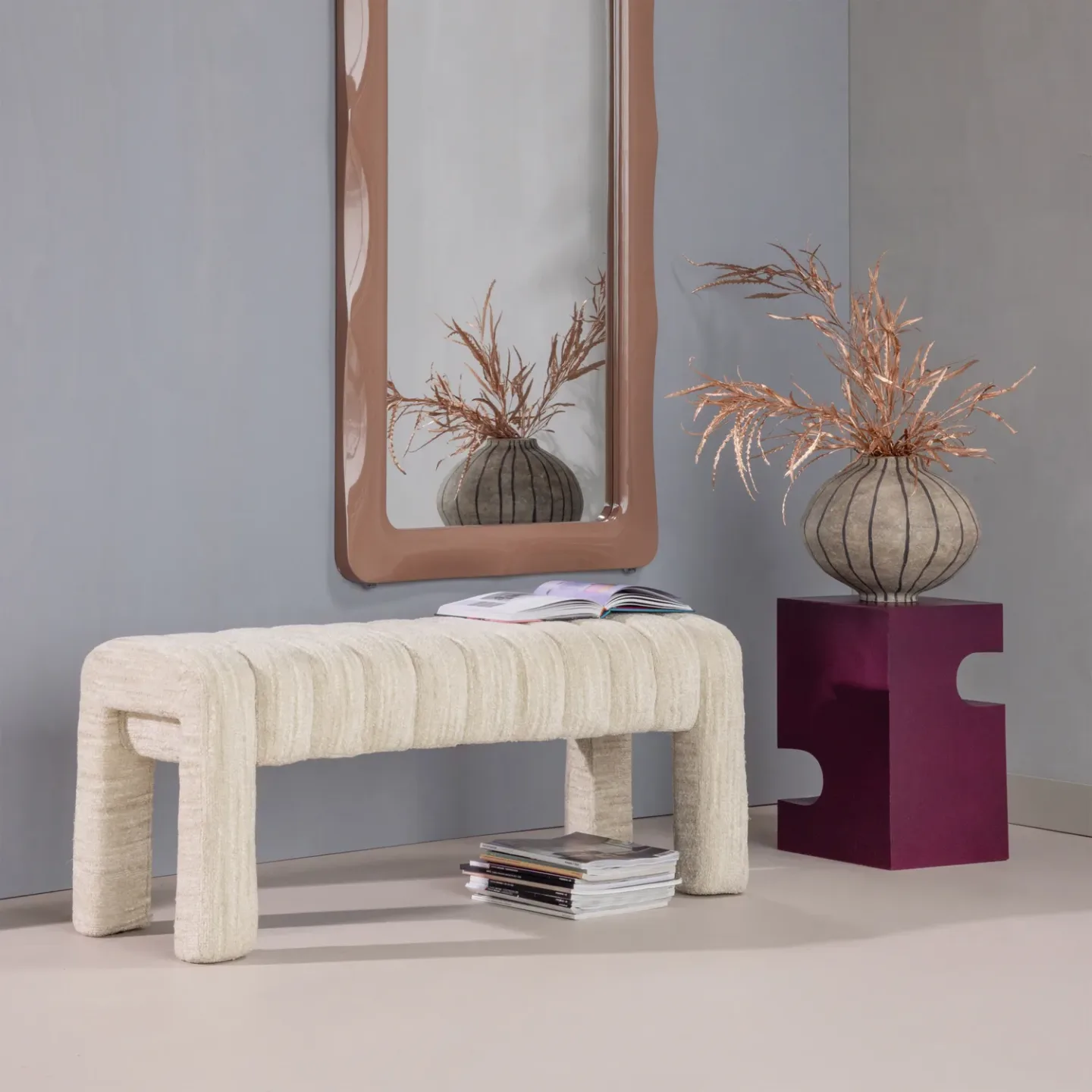 Klädd Bänk Frex 110 cm - Natur