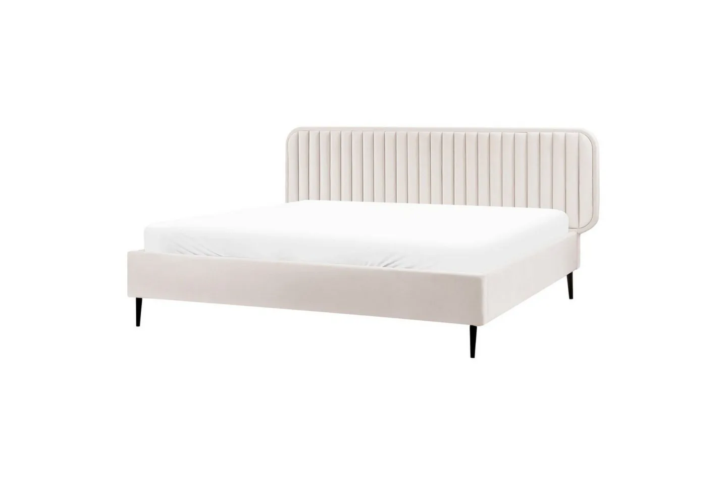 Dubbelsäng Brin med lamellram Beige-Svart, 180x200 cm - Beige-Svart, 180x200 cm
