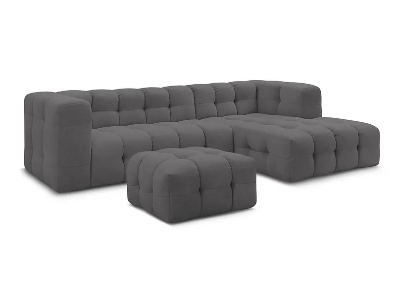 Ecksofa mit Hocker BOBOCHIC CLOUD Stoff dunkelgrau