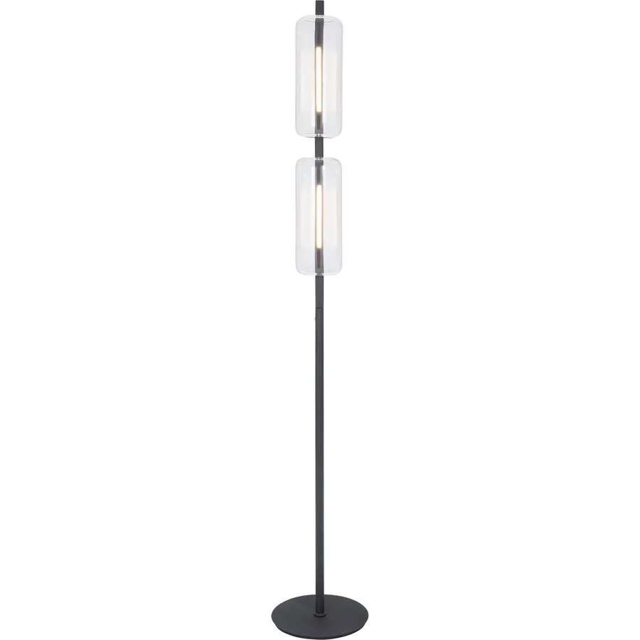 Stehlampe Lima Schwarz Glas/Metall 25 cm 160 cm - Material: Metall/Glas - LED - Lichtfarbe: Extra warmweiss - LED Energiesparlampen