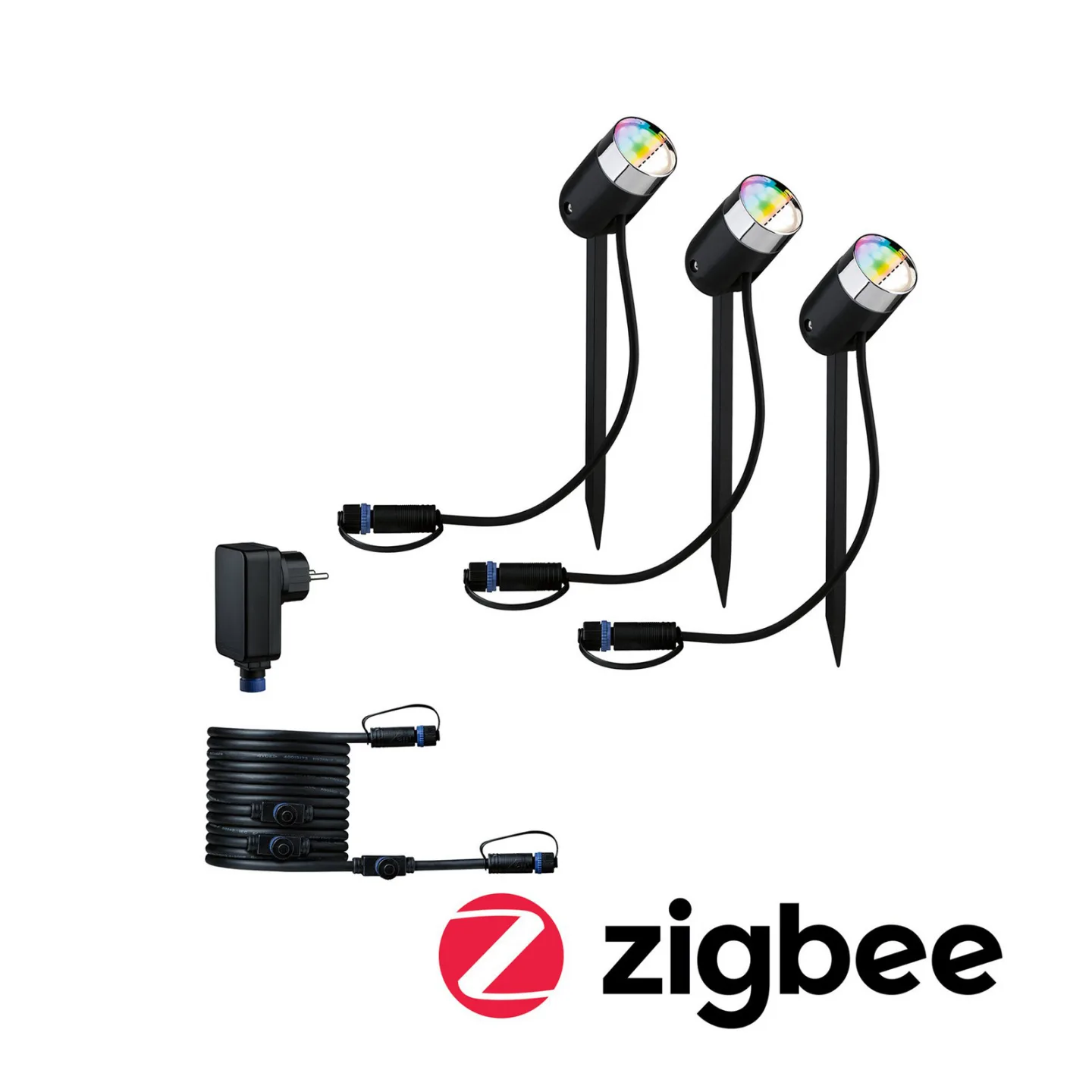 Plug & Shine 3 LED Havelampe Smart Home Zigbee 3.0 Pike IP65 RGBW+ Anthracite Paulmann - Moderne - Plastik - Med én lyskilde