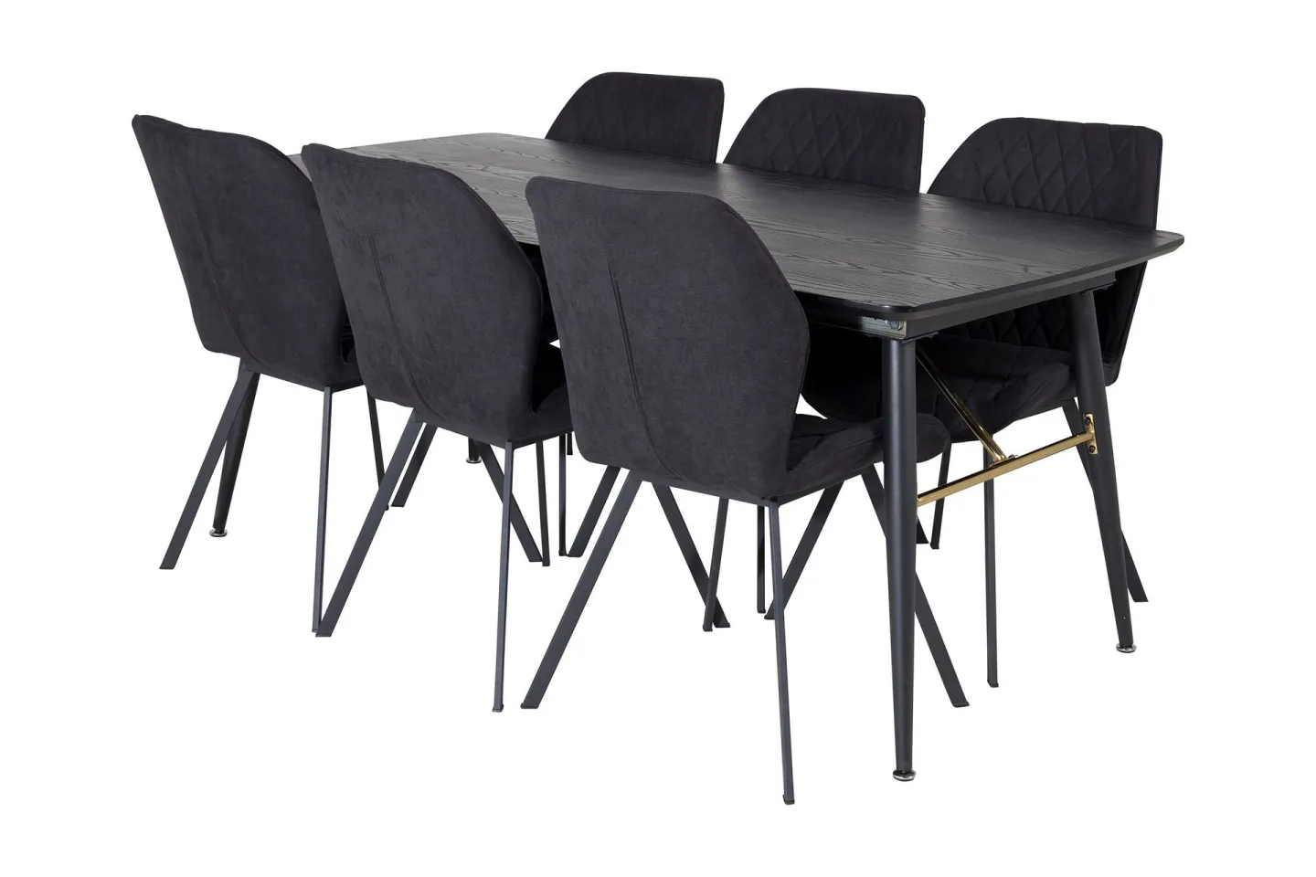 Irunea Förlängningsbar Matgrupp 180 cm inkl 6 Sumoas Stolar - Svart
