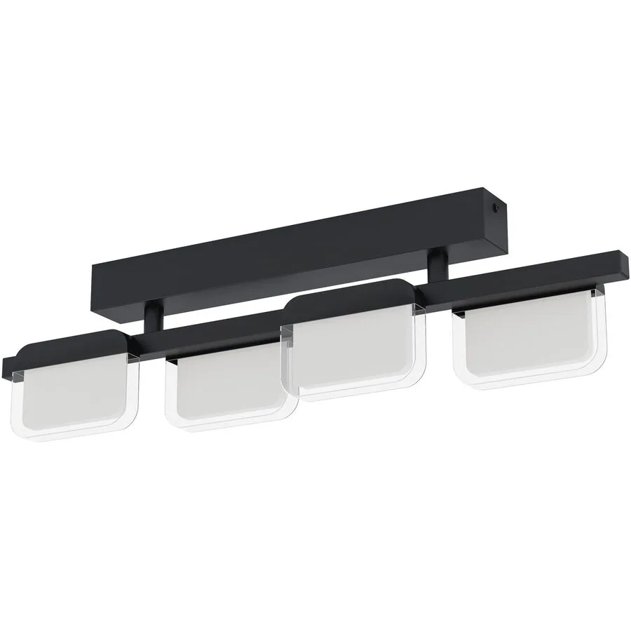 Eglo Deckenlampe Ervidel Schwarz Stahl/Kunststoff 6 cm 62.5 cm - Farbe: Schwarz/klar/satiniert - LED - Lichtfarbe: Warmweiss - Material:
