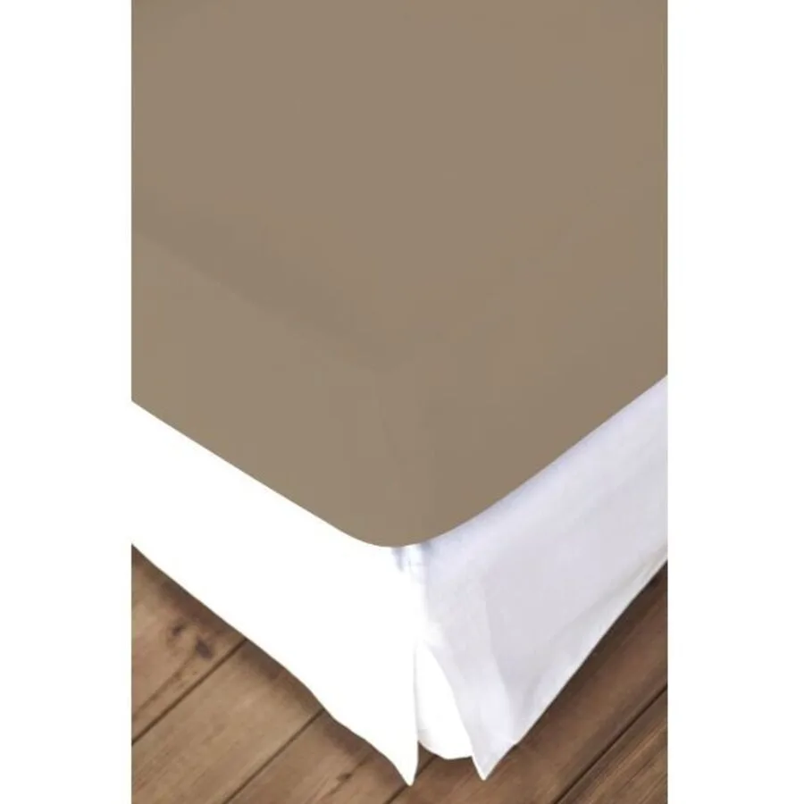 Living Home Fixleintuch Elastic Schnur / Brun Clair Baumwolle/Kunstfaser 90 x 190 cm - Material: 94% Baumwolle, 6% Elasthan