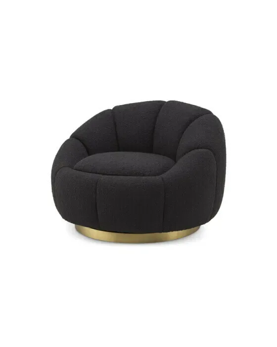 Inger Swivel Chair Bouclé Black