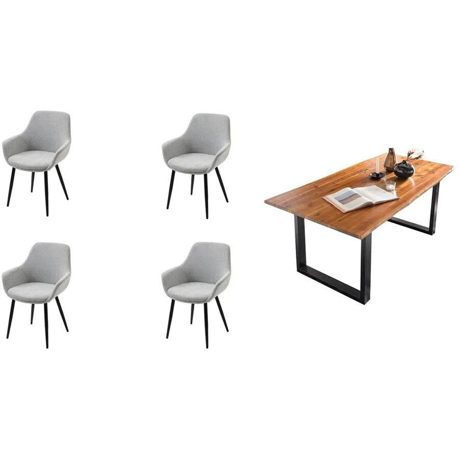 Essgruppe Eats cognac Akazie/Strukturstoff B 180 T 90 cm 4