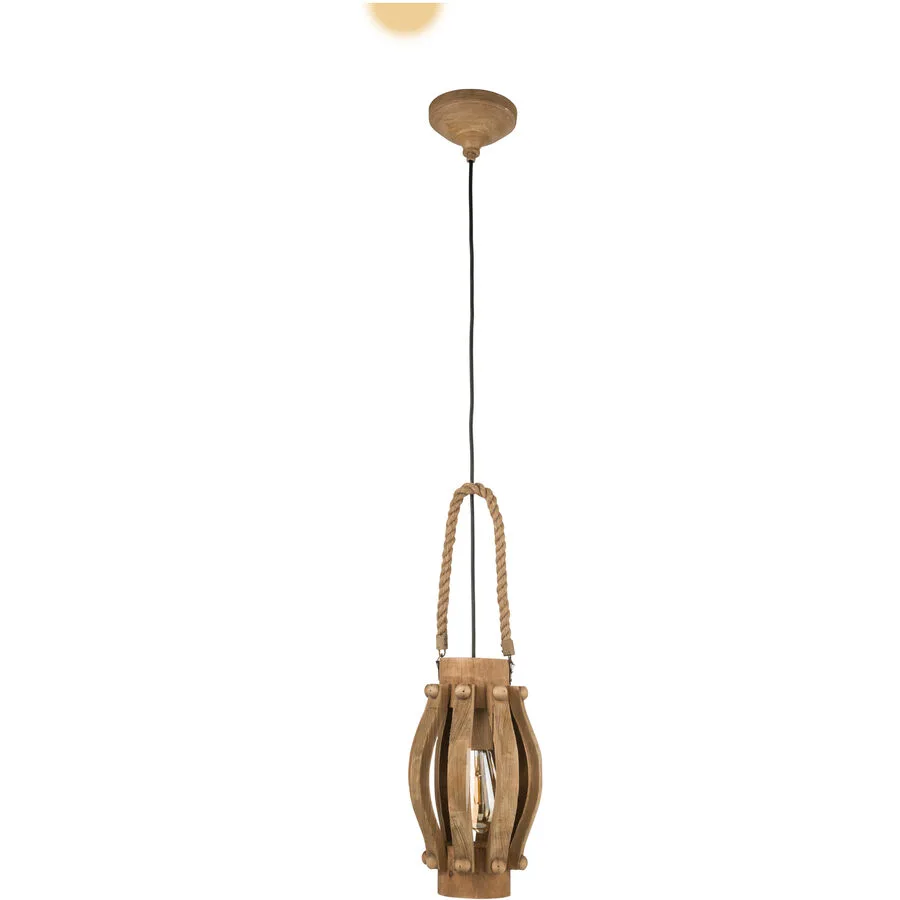 Eglo Pendellampe Kinross Braun Holz 110 cm - Material: Holz/Stahl - LED