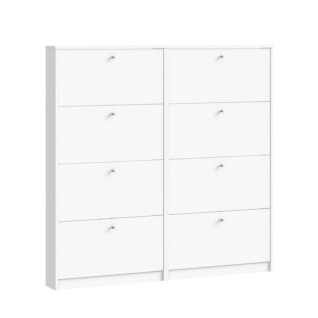 Escape Schuhschrank mit 8 Klappen Breite 150 cm, Höhe 148 cm weiss.
