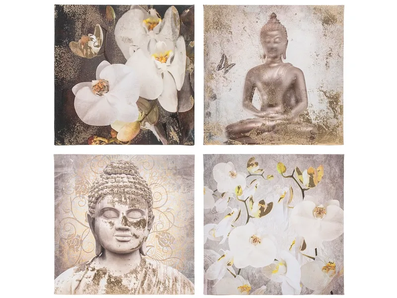 Leinwand bedruckt GAUTAMA 4-teilig beige 60x60x1.8cm