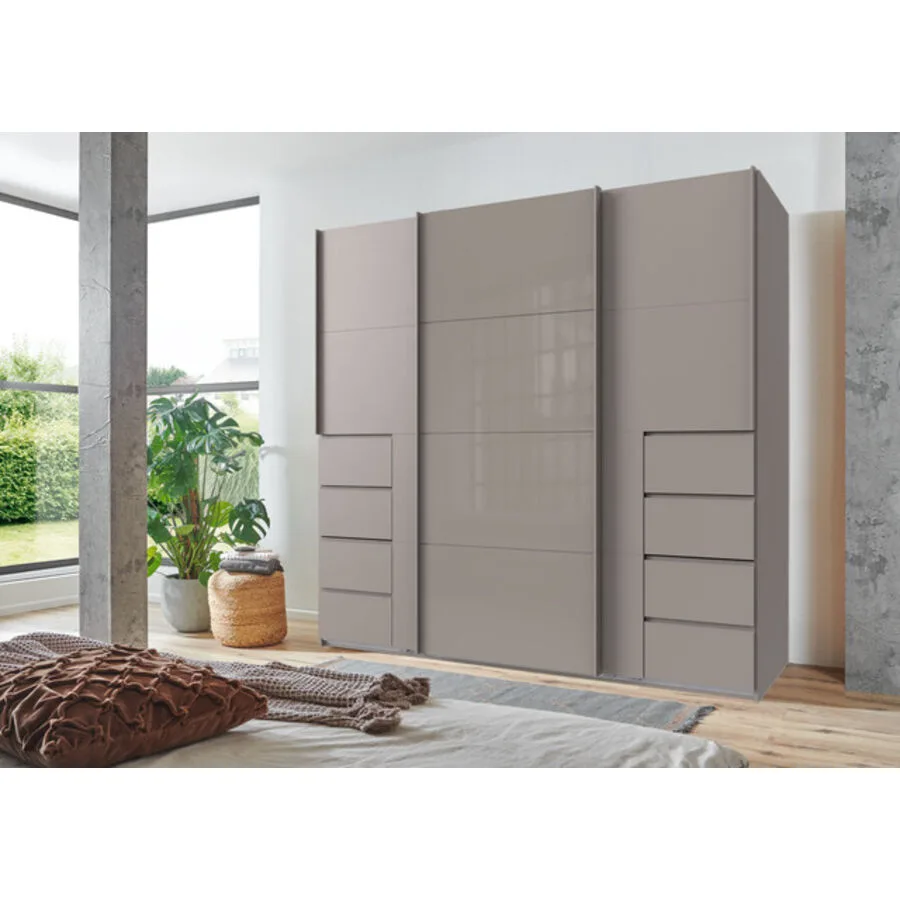 Kleiderschrank Cathy SAHARAGRAU + GLAS SAHARAGRAU Mischholz B 225 cm