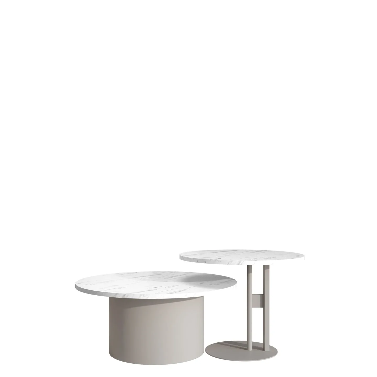 Lorvyn Satsbord rund 58/75 cm - Beige och vit marmor
