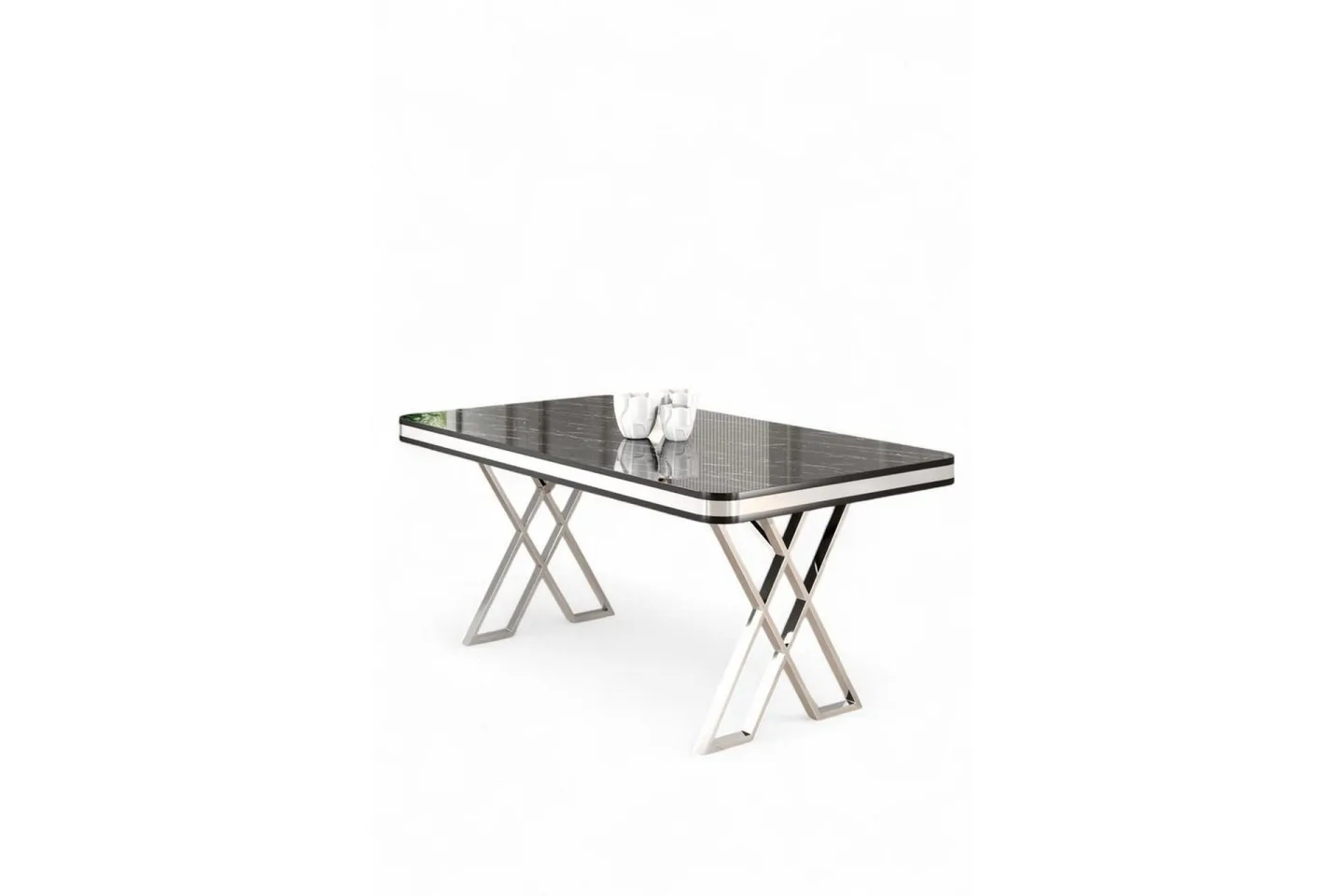 Calchera Matbord 130 cm Rektangulär - Svart Marmor/Krom