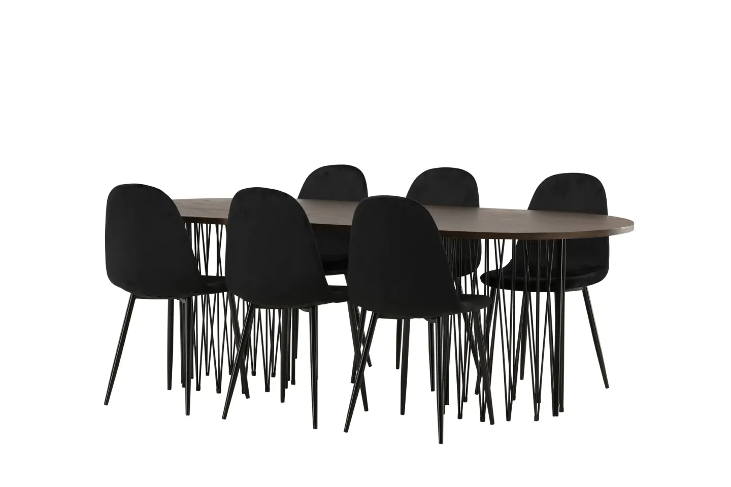 Stone Matgrupp 220 cm Oval med 6 Polar stolar - Svart