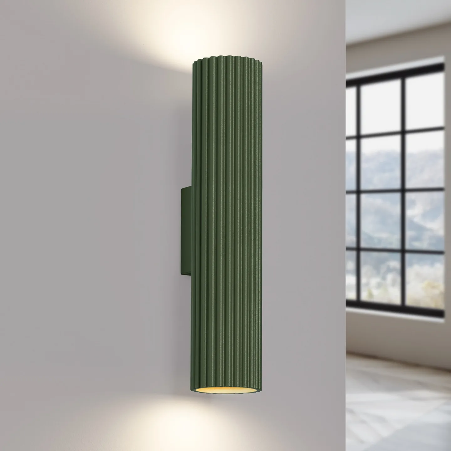 ALORA væglampe højde 30 cm olivengrøn metal 2 x GU10 - SOLLUX SOLLUX LIGHTING - Stue - Aluminium - Med flere lyskilder