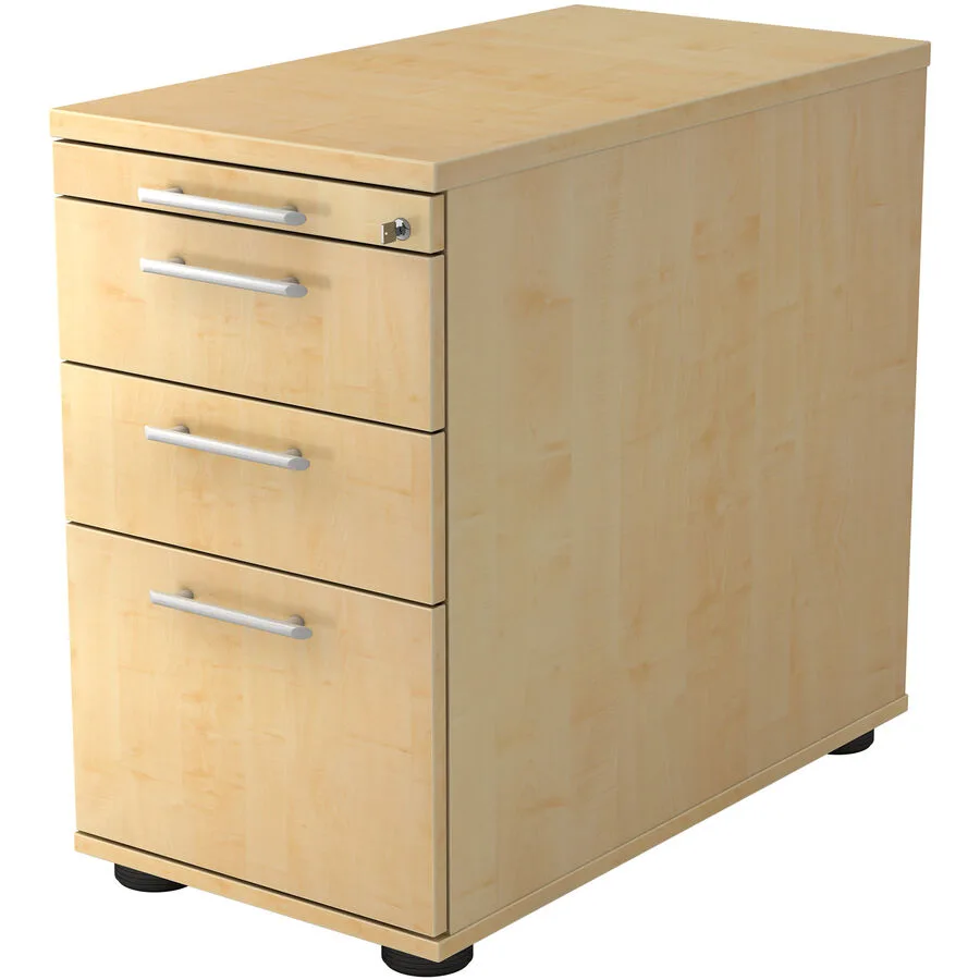 Standcontainer Office Ahorn Dekor/Aluminium gebürstet Holzwerkstoff/Kunststoff B 42.8 H 76 cm