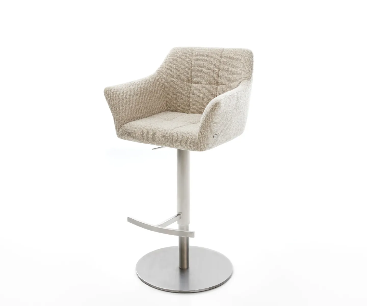 Barstuhl Yulo-Flex Webstoff Soft Beige Drehfuß höhenverstellbar Edelstahl Silberfarben