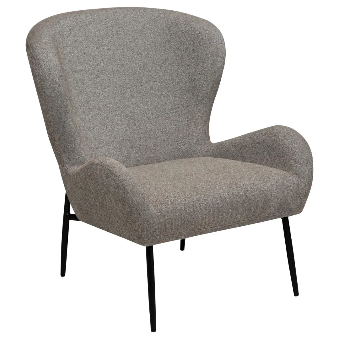 Glam Dan-Form Sessel Bouclé hellbraun.