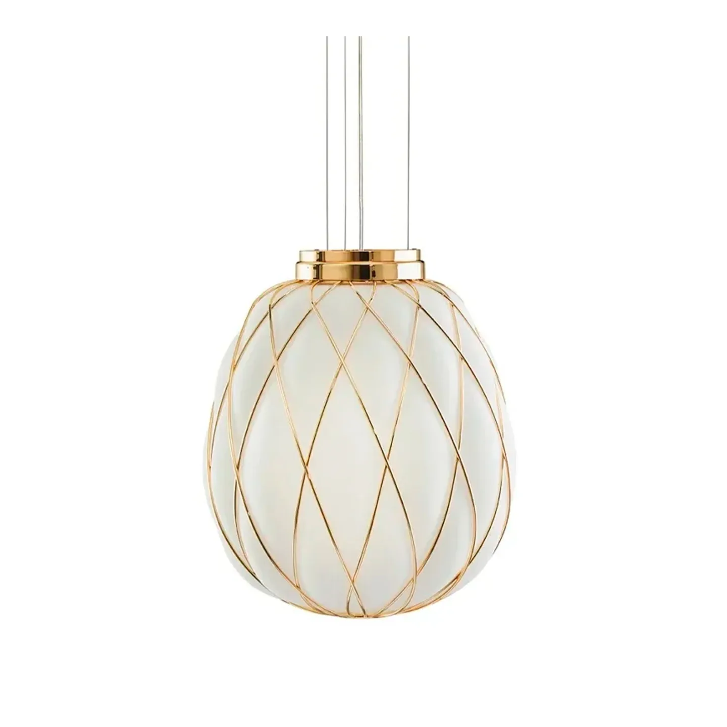 FontanaArte - Pinecone 4363 Suspension, Gold cage/White glass - Pendellampor - Paola Navone - Transparent