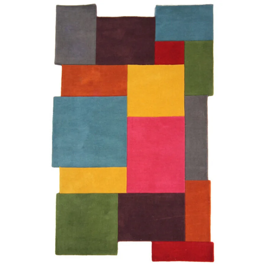 Teppich Collie Pink, Gelb, Grün, Blau, Grau, Rot, Braun Anderes Muster Wolle 240 x 150 cm