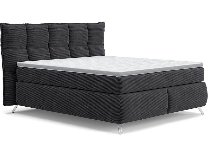 Boxspringbett SWISS HOME STYLE AGATA anthrazit 180x200cm halbfest