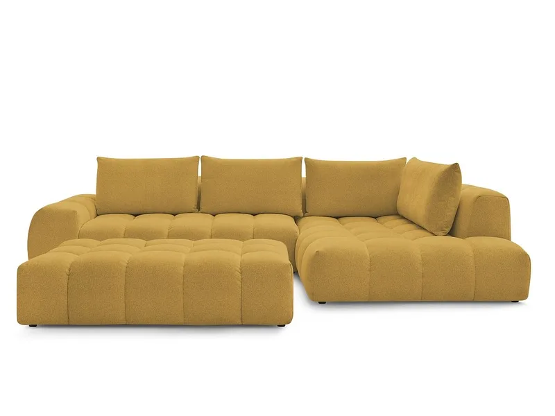 Ecksofa mit Hocker BOBOCHIC EVEREST Stoff chiniert gelb