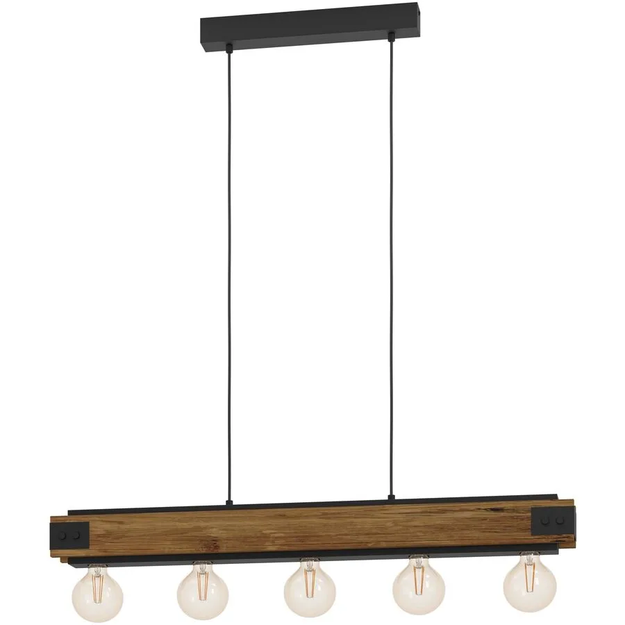 Eglo Pendellampe Layham Braun/Schwarz Stahl/Holz 8.5 cm 110 cm - Material: Holz/Stahl