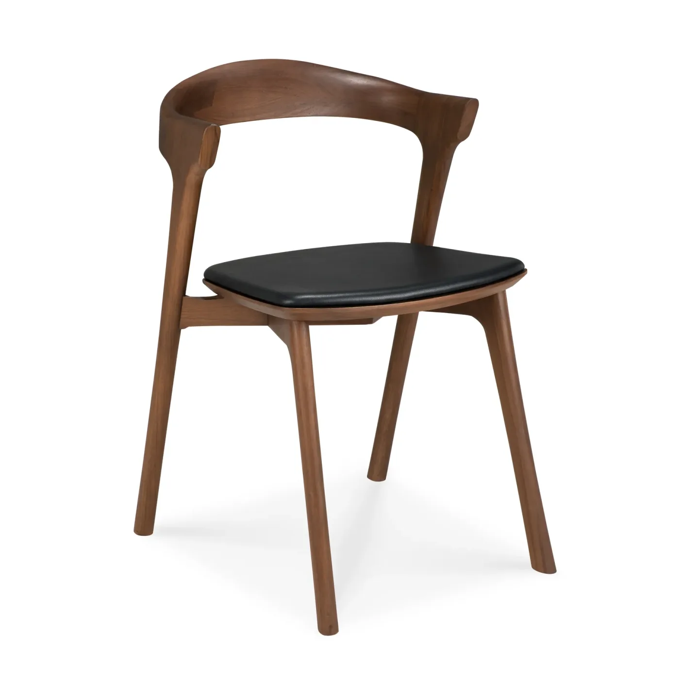 Ethnicraft Bok matstol Brown teak-svart läder