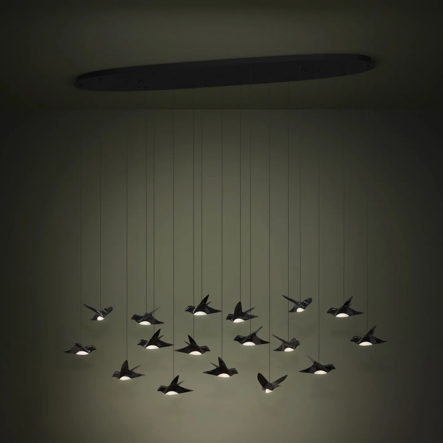Paratebueno Hängelampe schwarz 17-flg. - EGLO Stars Of Light - Esszimmer - Design - Metall - Mehrflammig