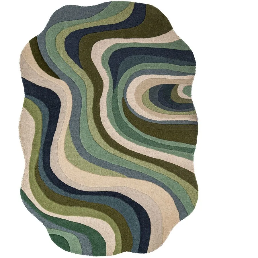 Teppich Elrosa Grün Turbulenzen 100% Wolle 200 x 290 cm