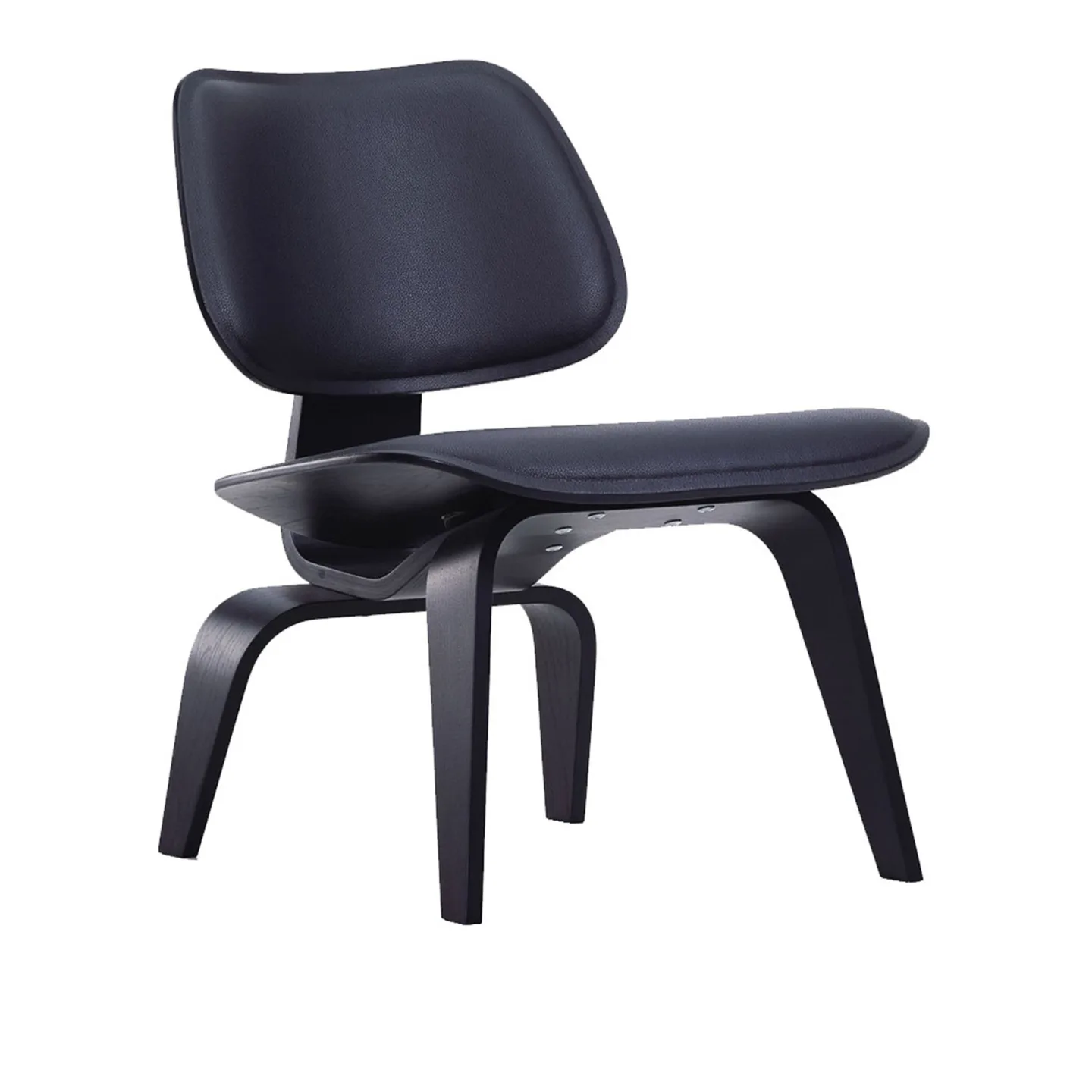 Vitra - Plywood Group - LCW, Svart ek, Läder Nero - Fåtöljer - Charles & Ray Eames - Brun - Läder/Metall/Trä/Skum