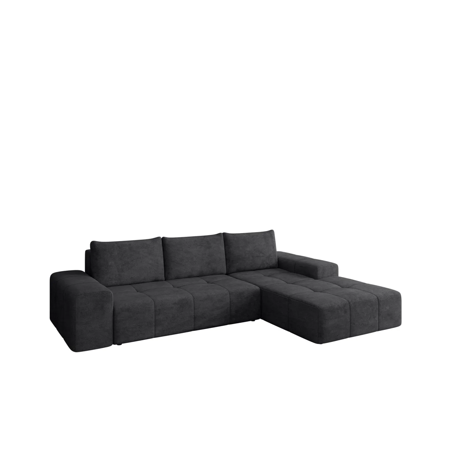 Falor 3-sits Bäddsoffa med Divan Höger och Förvaring - Svart