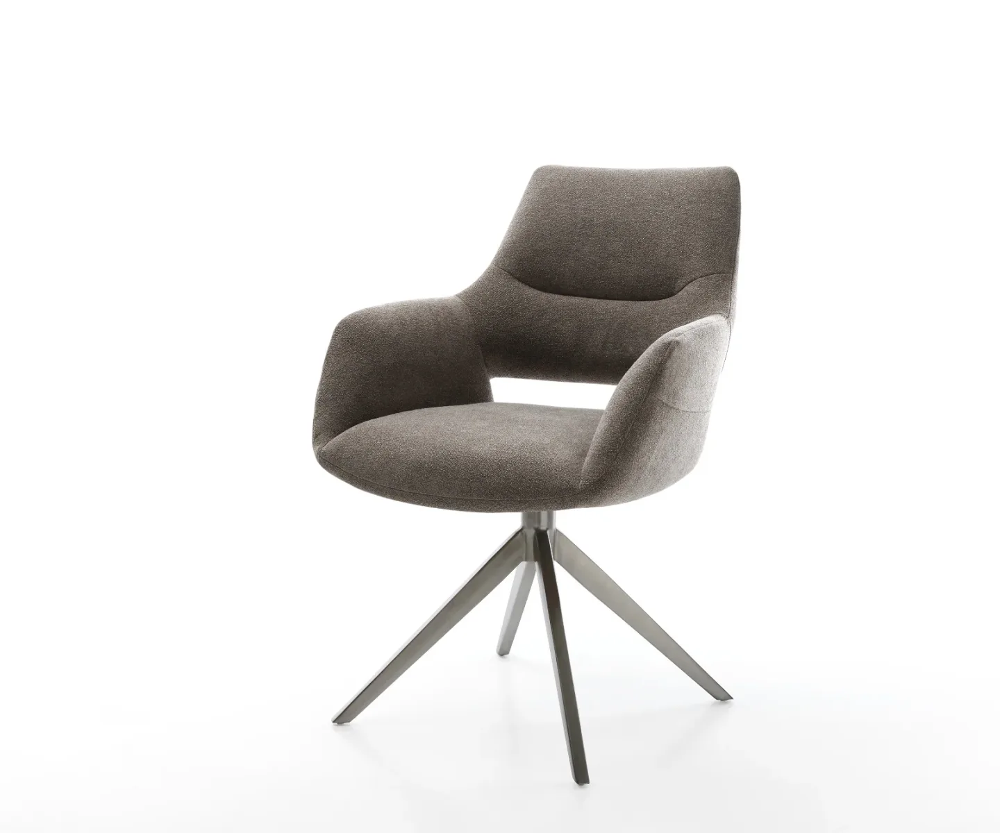 Drehstuhl Yago-Flex mit Armlehnen Strukturstoff Soft Taupe Kreuzgestell breit Graphit 360° drehbar Wippfunktion Taschenfederkern