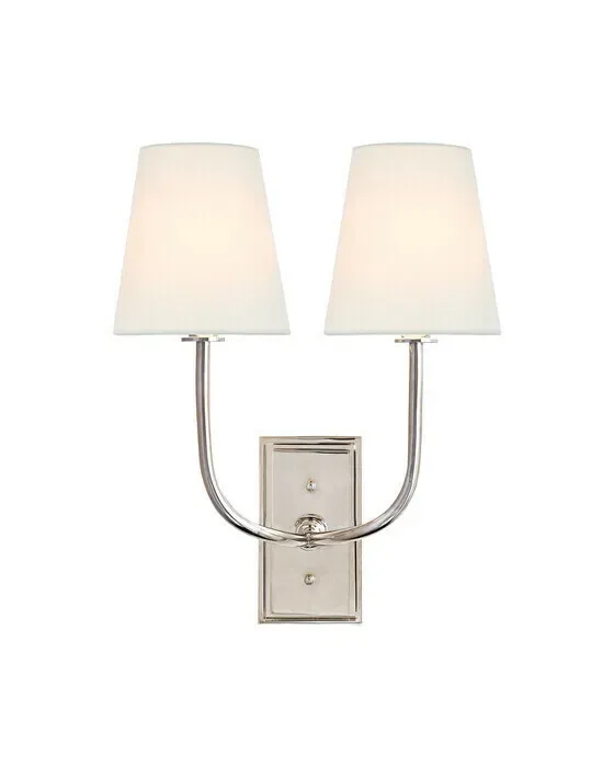 Hulton Double Sconce Polished Nickel/Linen
