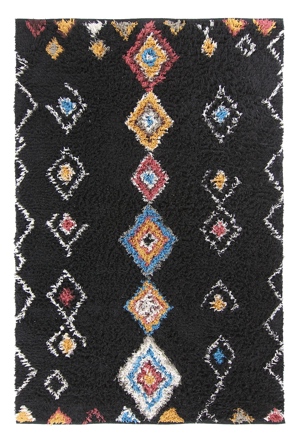 Ryetepper - Marden Natural Cotton Shaggy (svart/multi) (Størrelse: 160 x 230 cm)