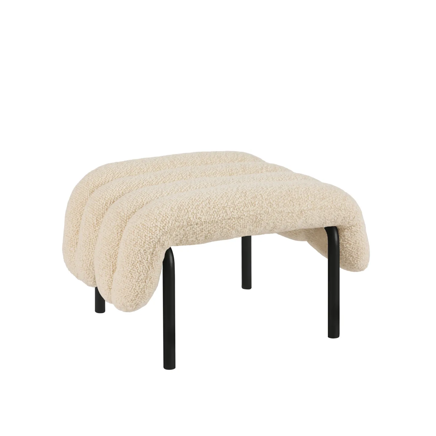HEM - Puffy Ottoman - Eggshell/Black Grey - Fotpallar - Faye Toogood - Beige,Svart - Bomull/Naturmaterial/Metall/Syntetiskt/Skum/Plast