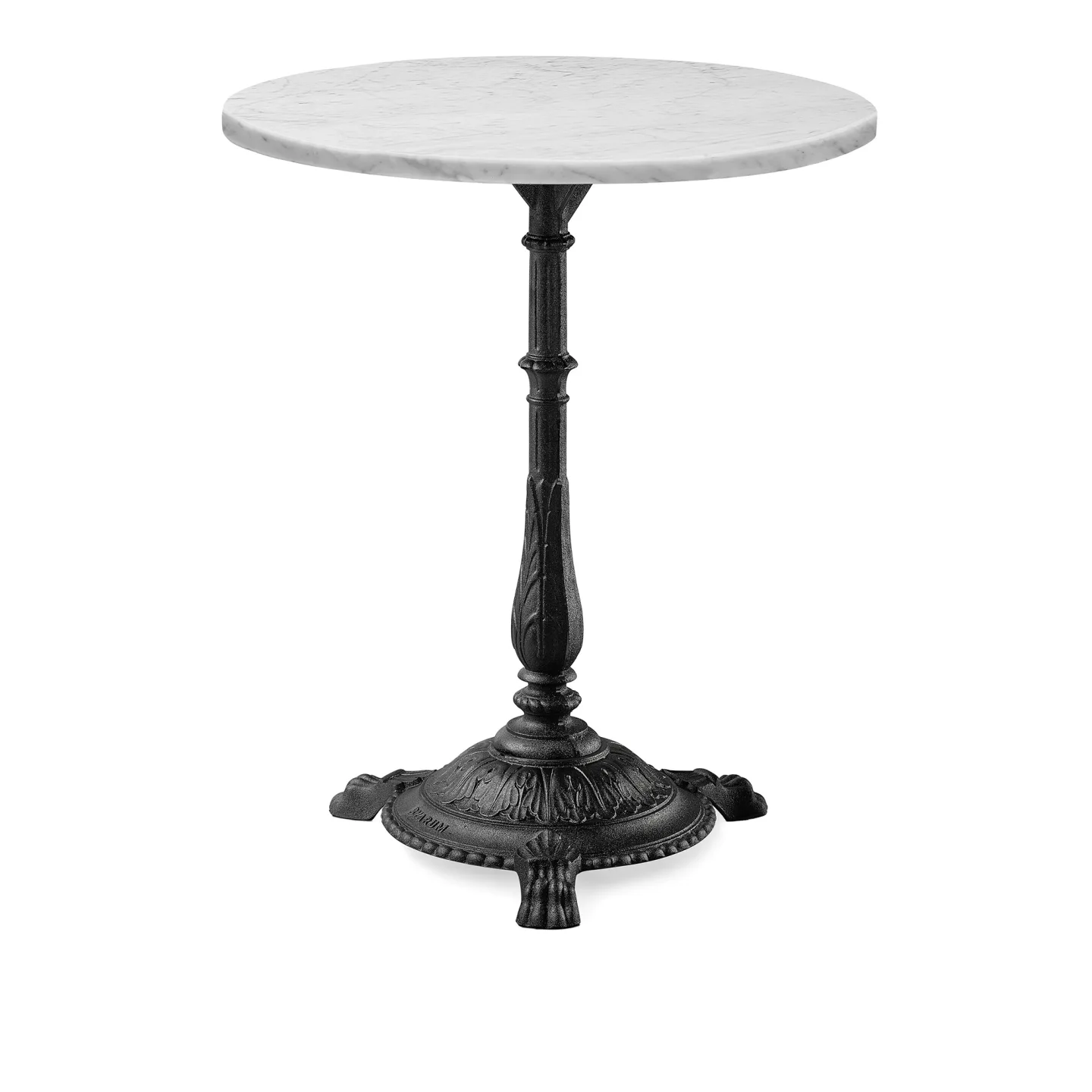 Byarums Bruk - Bord Classic Café Ø65 cm 3-tass – Marmor Vit Carrara/Svartlackerad Aluminium - Matbord utomhus - Svart - Metall/Sten