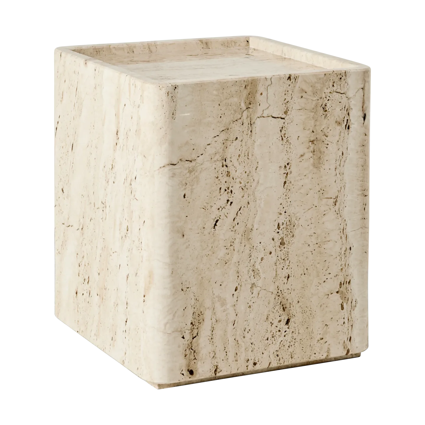GUBI Pietra Beistelltisch 33x33x40 cm Neutral white travertine