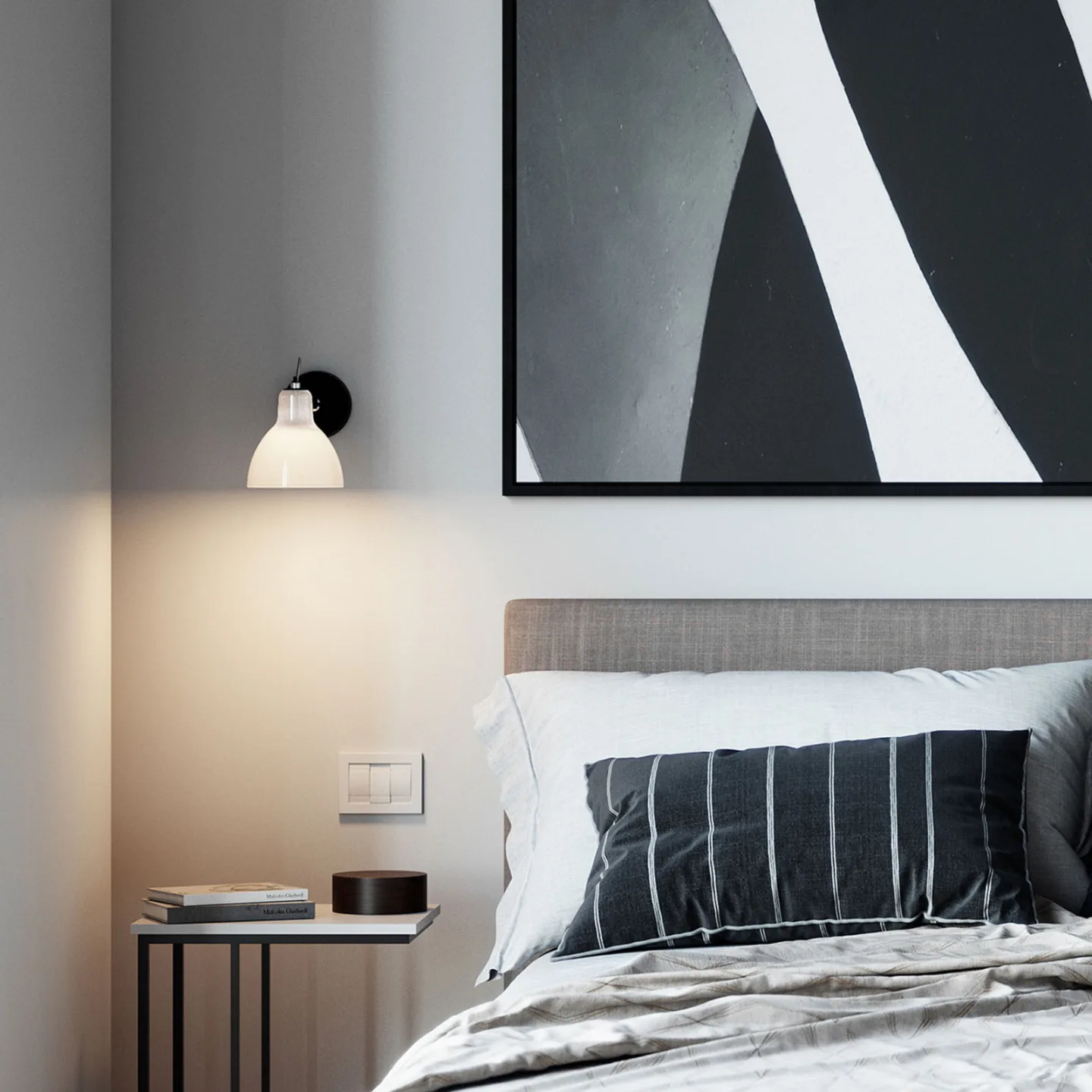 Luxy H0 Glam vegglampe svart/hvit, glass - Rotaliana - Stue - Design - Metall - Med en lyskilde