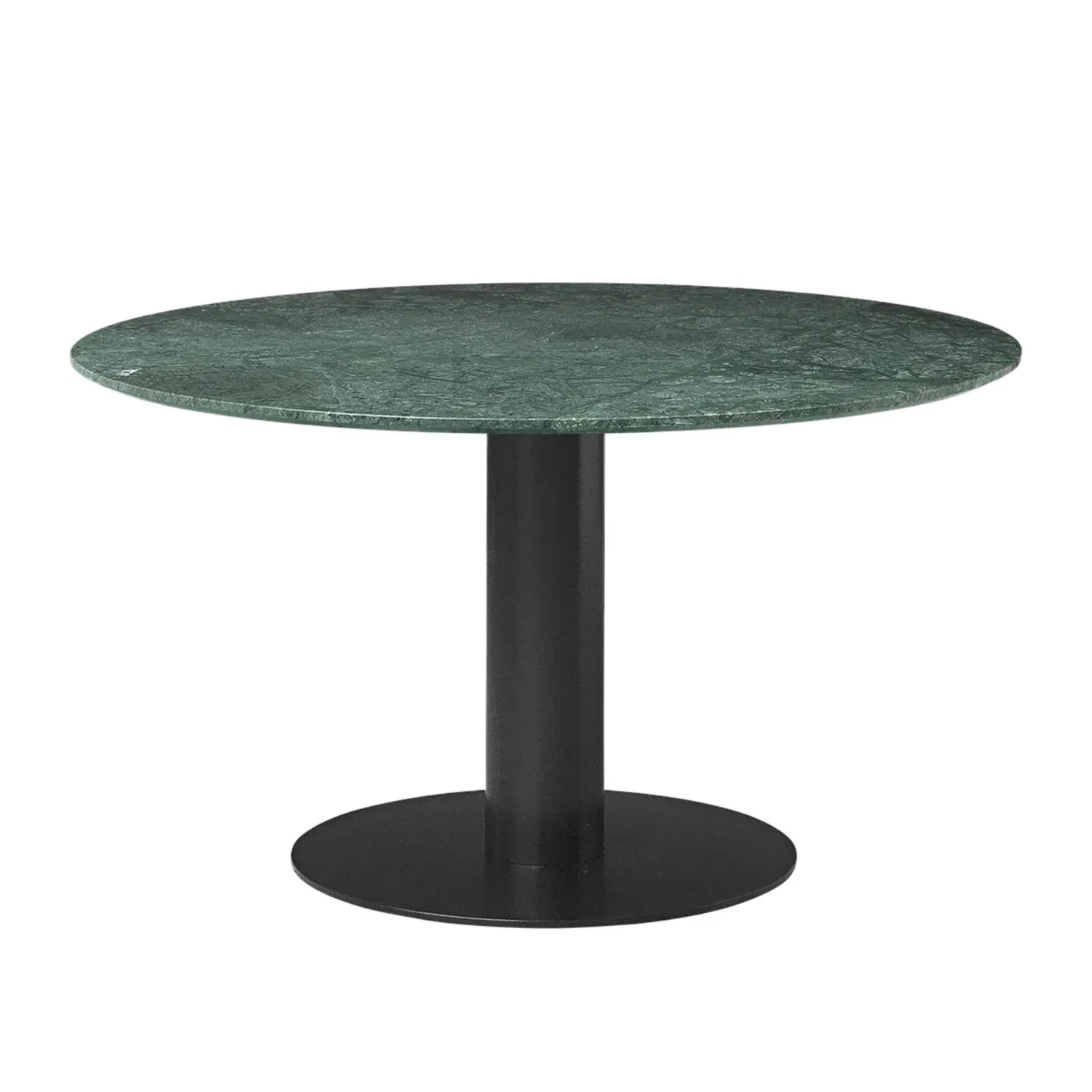 Gubi - GUBI 2.0 Dining Table, Ø 130 cm, Skiva: Marmor - Verde Guatemala, Bas: Svart - Matbord - Grön - Metall/Sten
