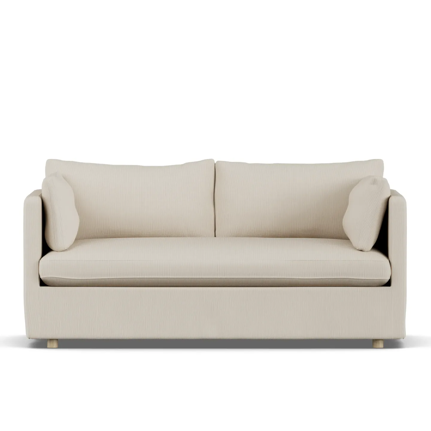 1898 Linnevik Sofa Jump Beige 1956-Eiche weiß geölt, 2-sitzig, mit Volant