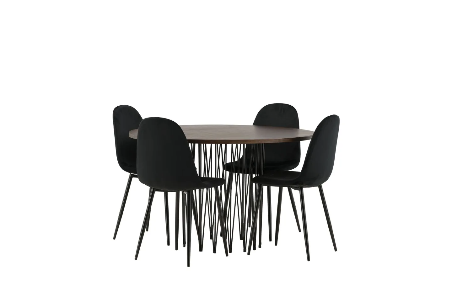Matgrupp Alismo 120 cm Rund med 4 Nicci stolar - Svart