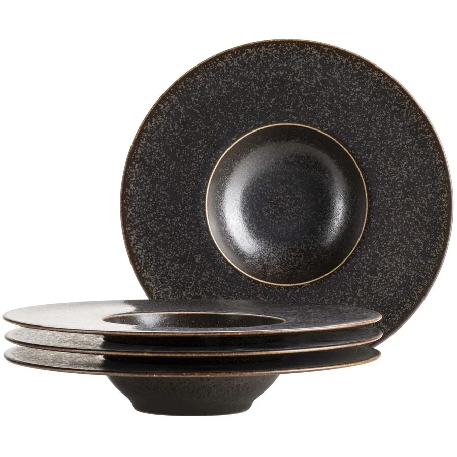 MÄSER Speiseteller-Set 4-tlg. Powerful Braun/Schwarz Porzellan 25 cm