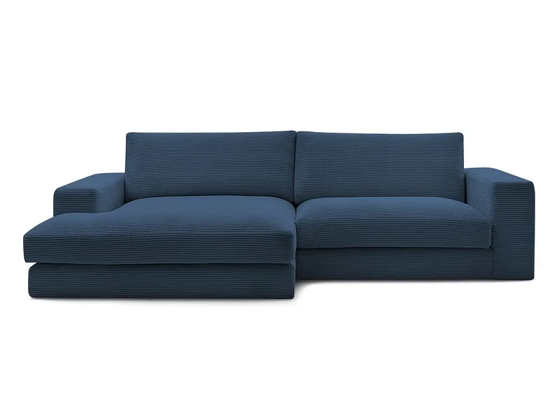 Ecksofa BOBOCHIC LEONARD Cord-Stoff dunkelblau