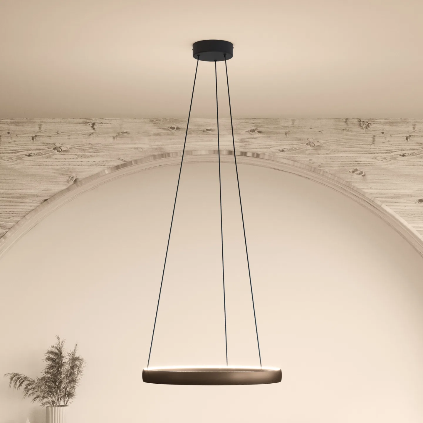 Trabuco LED-hänglampa, brun, Ø 80 cm CCT – Stars of Light - Vardagsrum - Modern - Aluminium - Med en ljuskälla