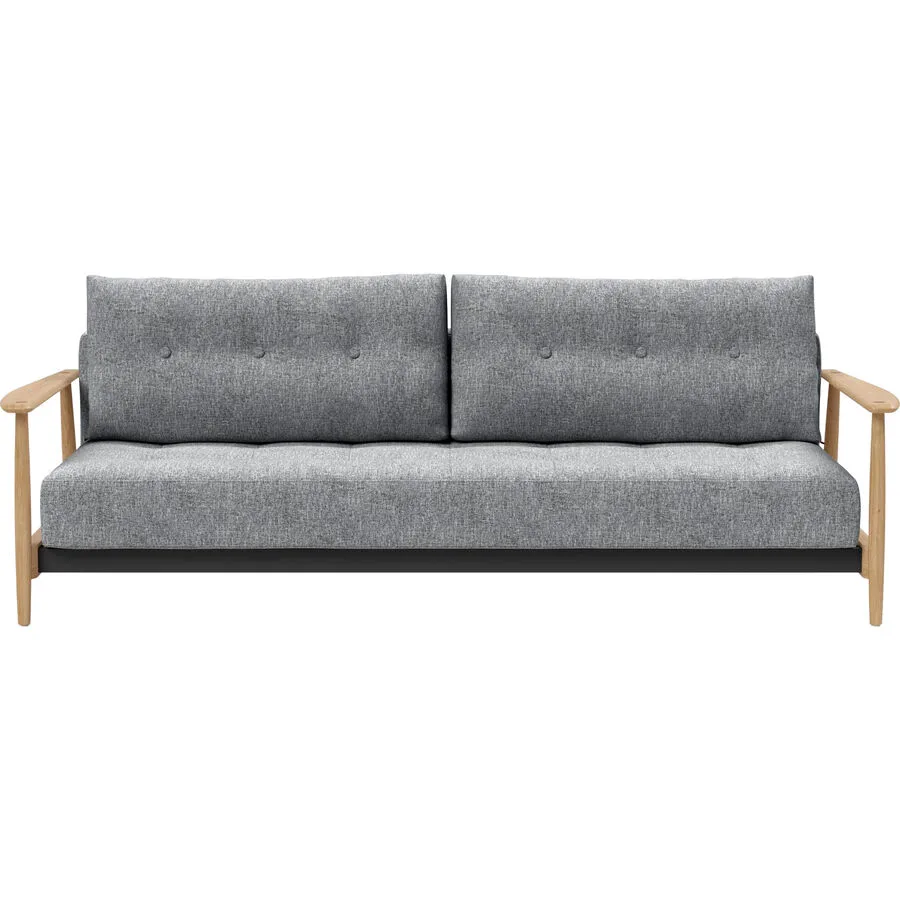 Bettsofa Elmuna lichtgrau Stoff B 223 T 96 cm Ausklappbar