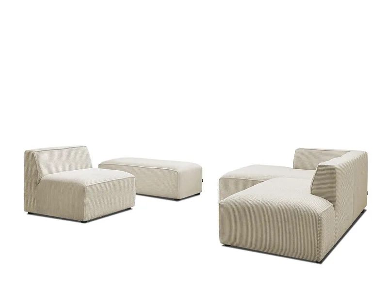Ecksofa BOBOCHIC MEGEVE Cord-Stoff beige