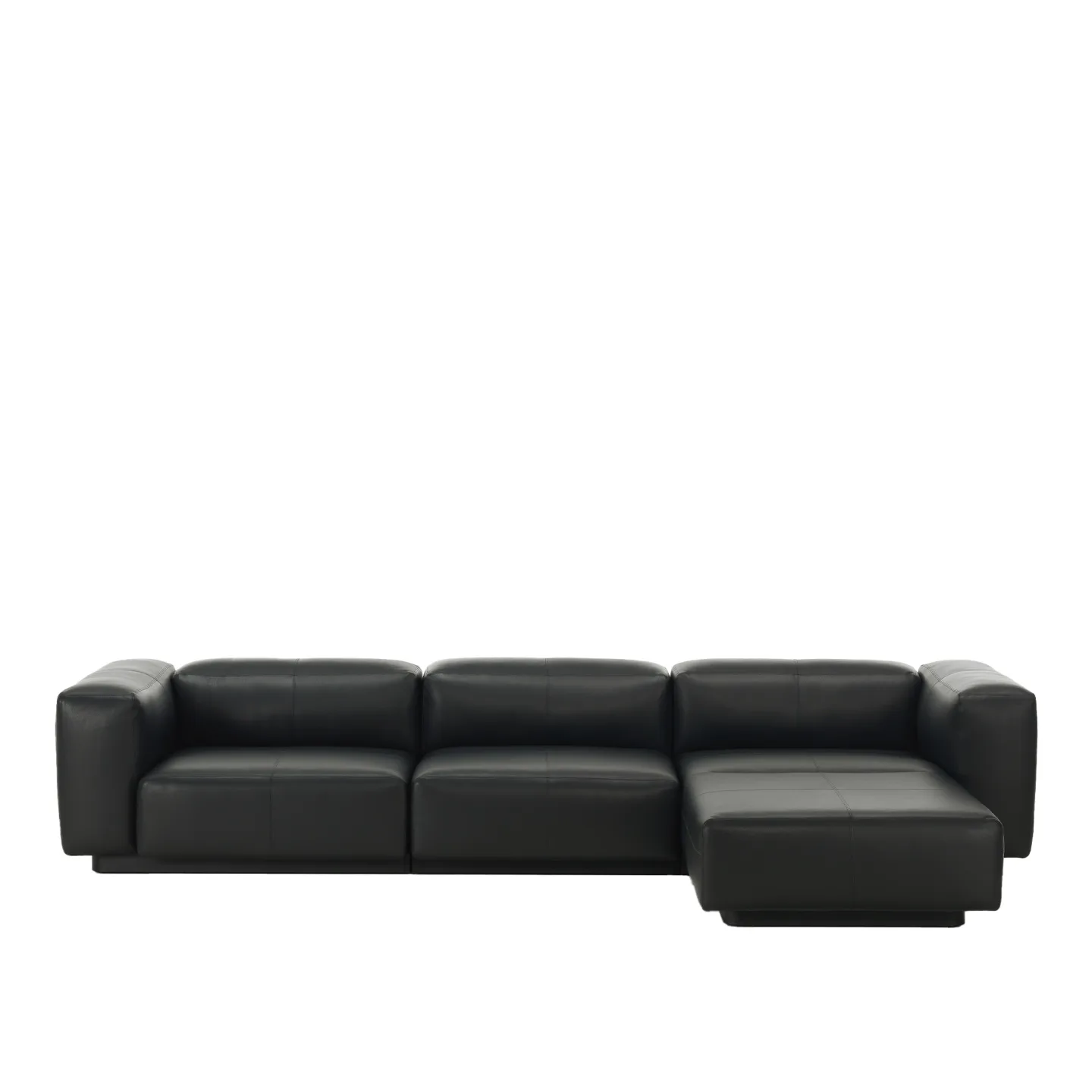 Vitra - Soft Modular Sofa - Divan 3-sits, Divan - Vänster, Läder: Kat. L20 - Leather - 66 - Soffor - Jasper Morrison - Svart